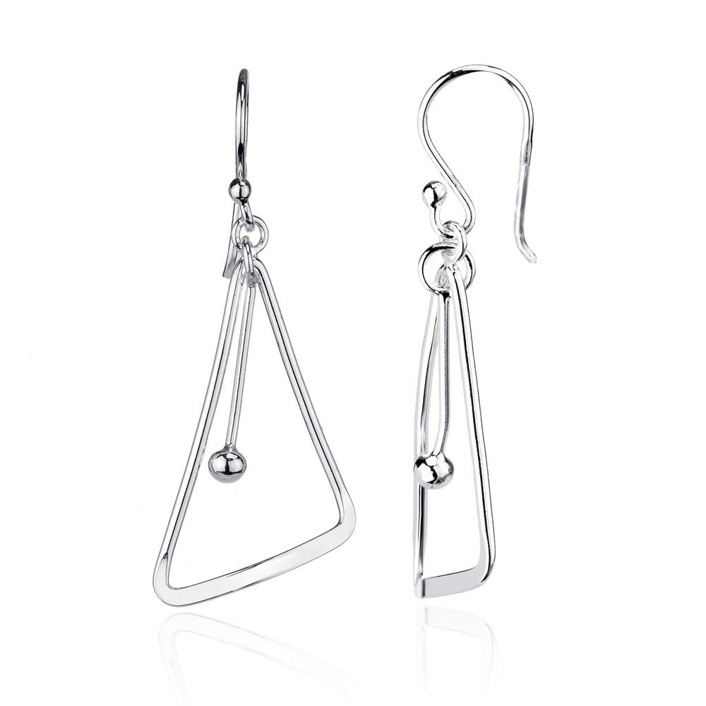Sterling Silver Open Triangle and Bar Earrings