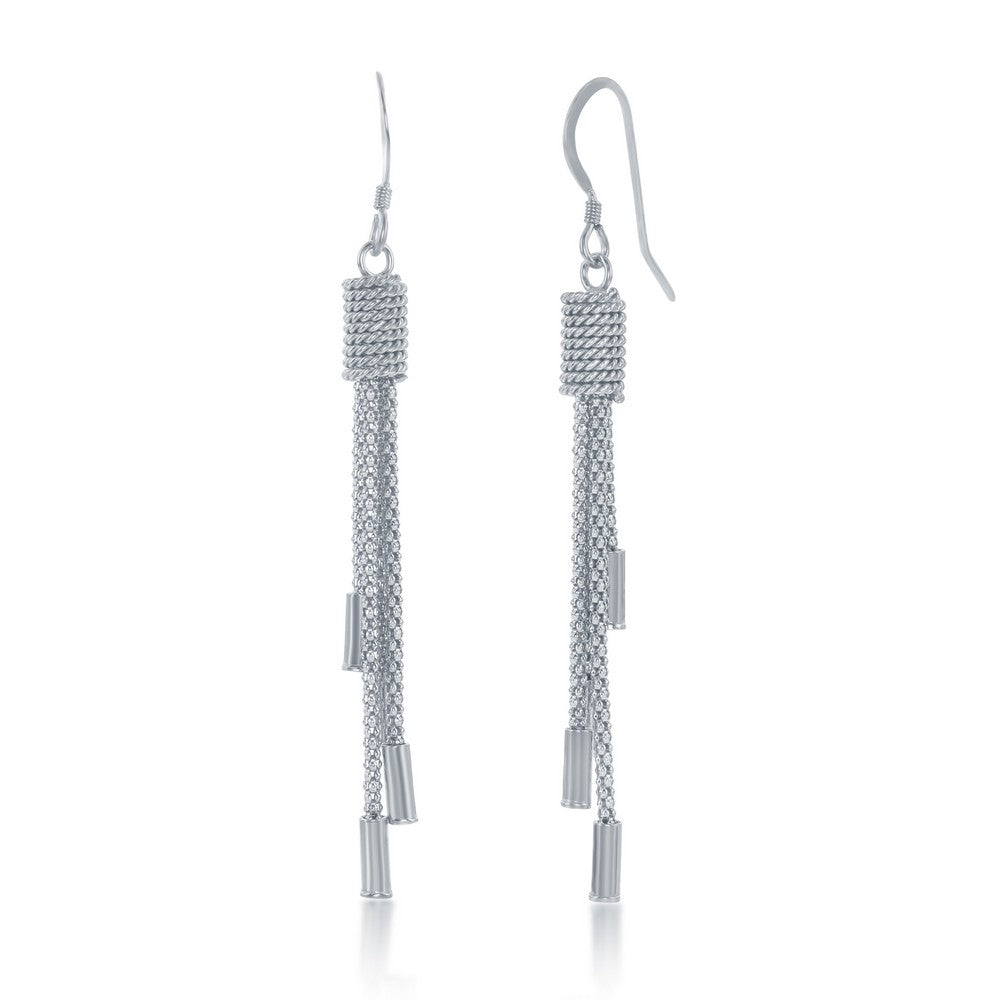 Sterling Silver Triple-Strand Dangling Earrings