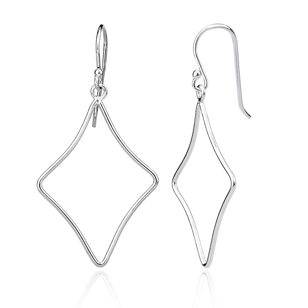 Sterling Silver Diamond-Shaped Dangling Earrings