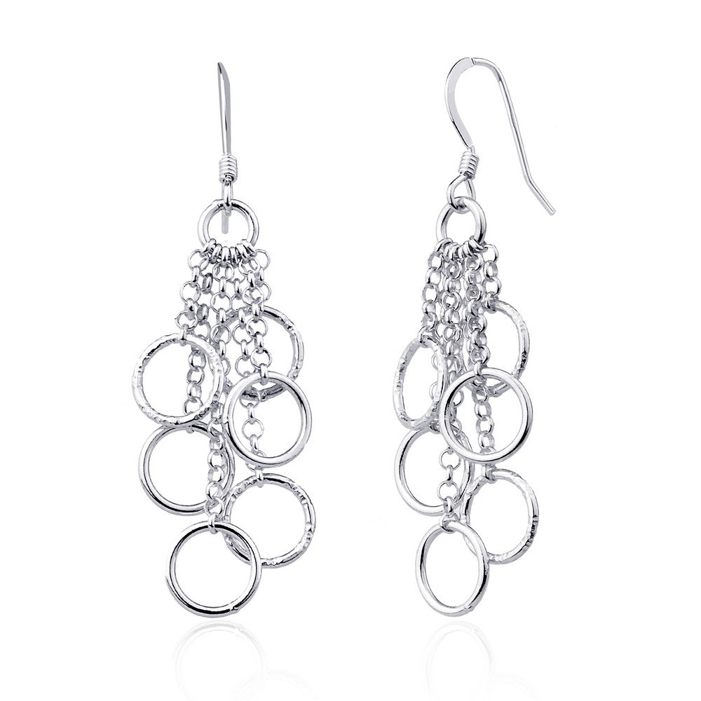 Sterling Silver Multi Open Circles Dangling Earrings