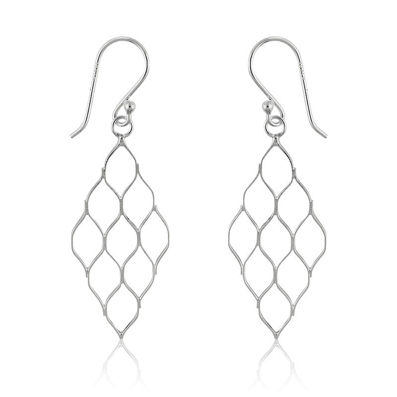 Sterling Silver Diamond Shaped Open Earrings