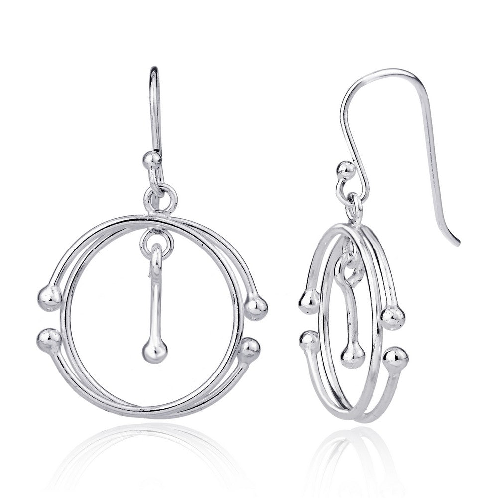 Sterling Silver Overlapping C With Beads Earrings
