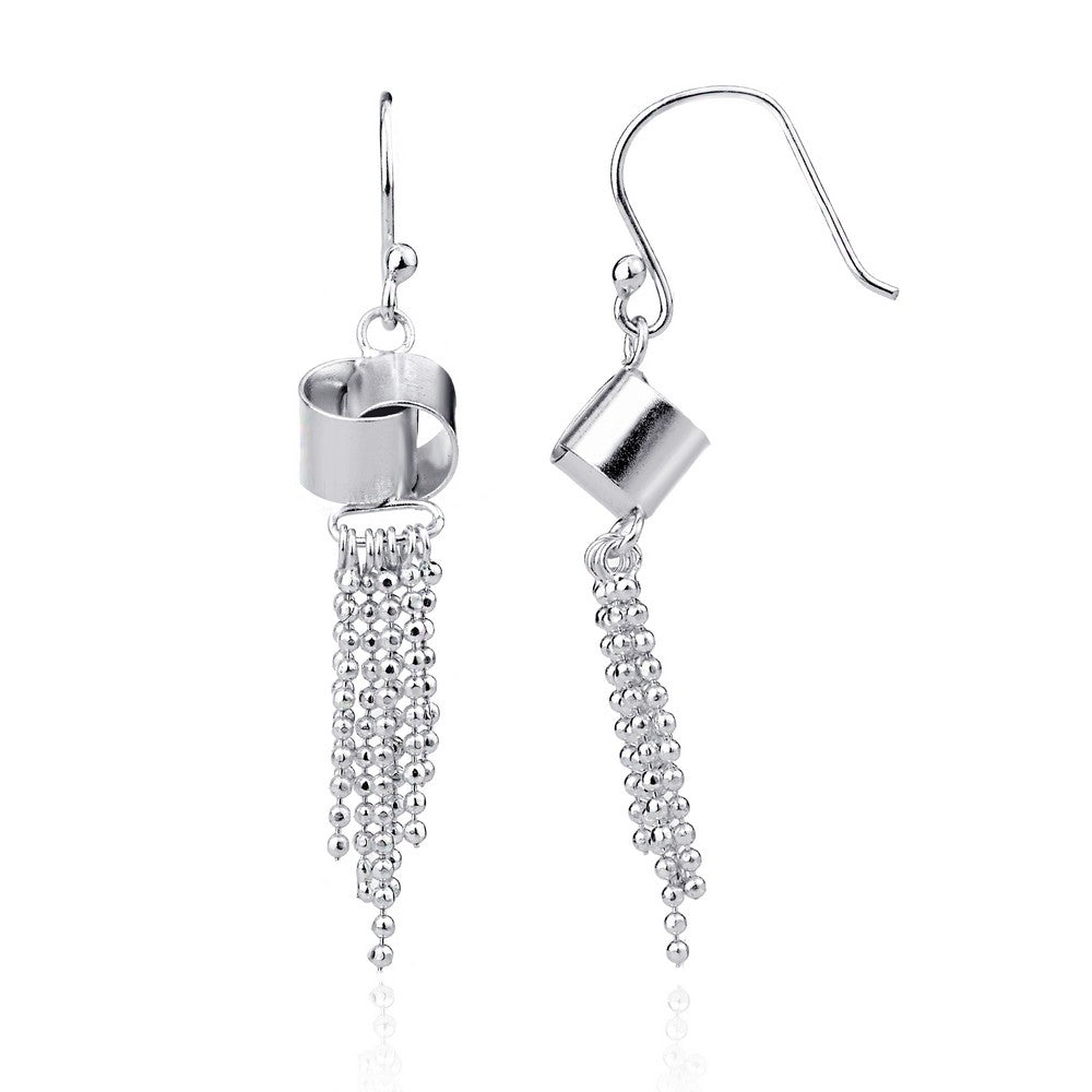 Sterling Silver Love Knot with Dangling Beads Earrings