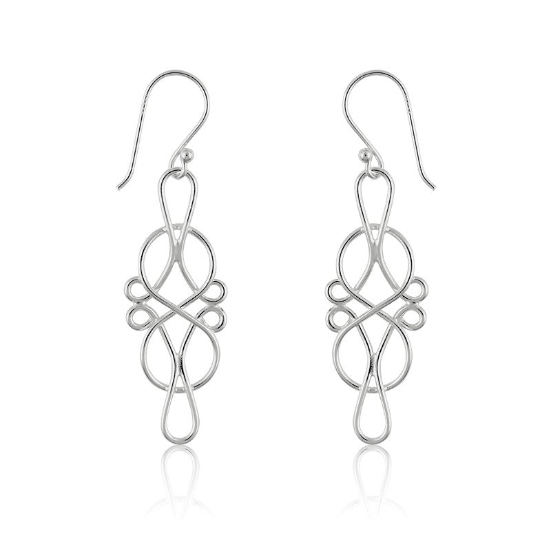 Sterling Silver Designed Infinity Earrings
