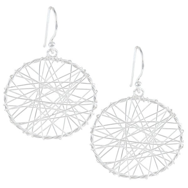 Sterling Silver Open Circle With Wire Design Earrings