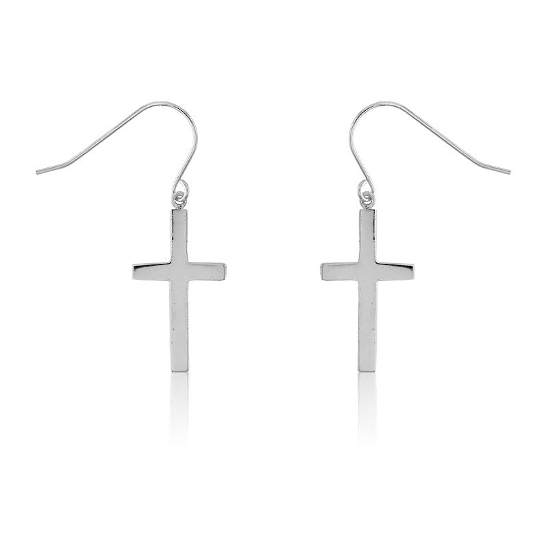 Sterling Silver Large Cross Earrings