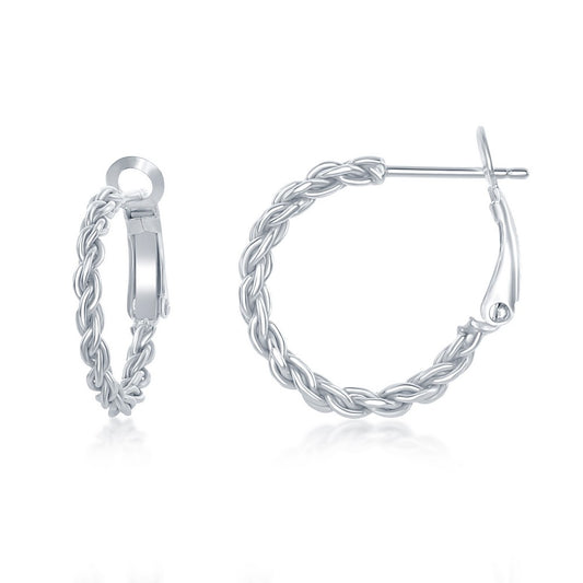 Sterling Silver 20mm Rope Design Hoop Earrings