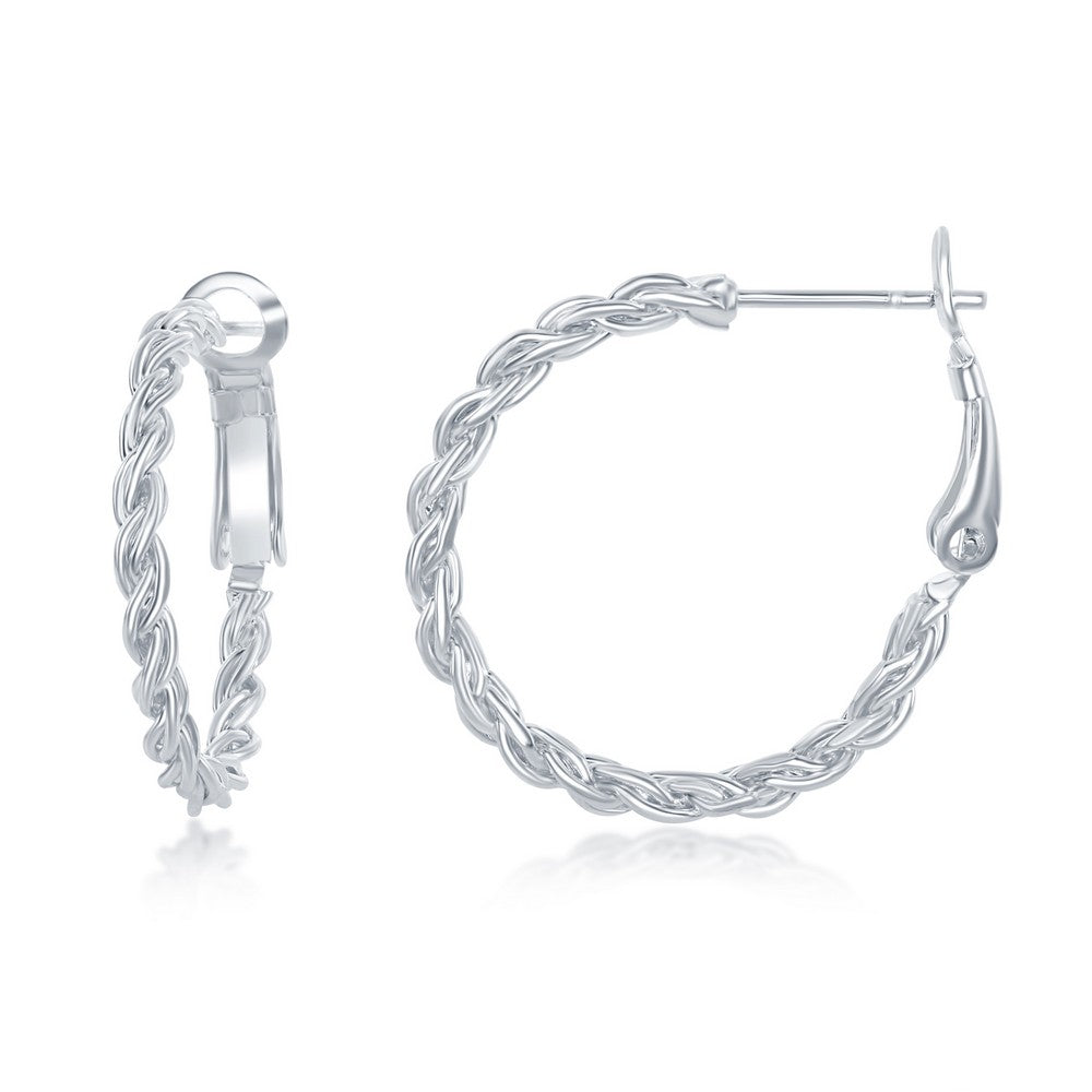 Sterling Silver 25mm Rope Design Hoop Earrings