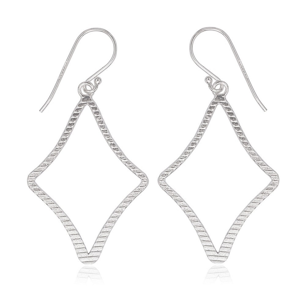 Sterling Silver Open Lined Diamond Shaped Earrings