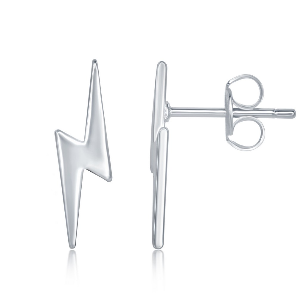 Sterling Silver Small Lightning Bolt Earrings