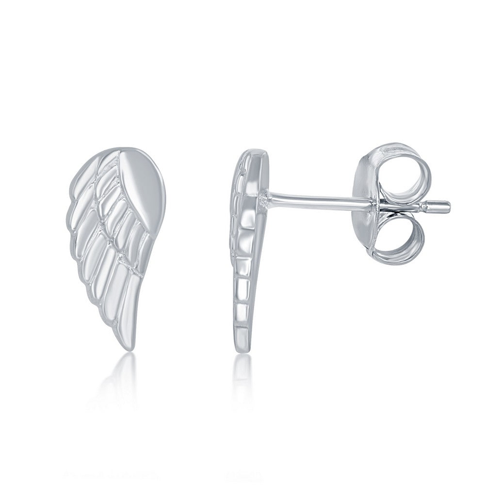 Sterling Silver Small Angel Wing Stud Earrings