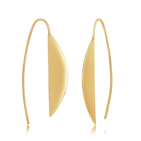 Sterling Silver High Polish Gold Plated Half Moon Style Threader Earrings