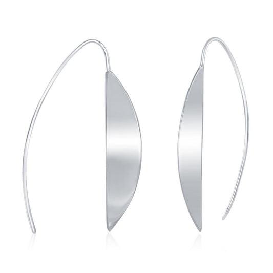 Sterling Silver High Polish Half Moon Style Threader Earrings