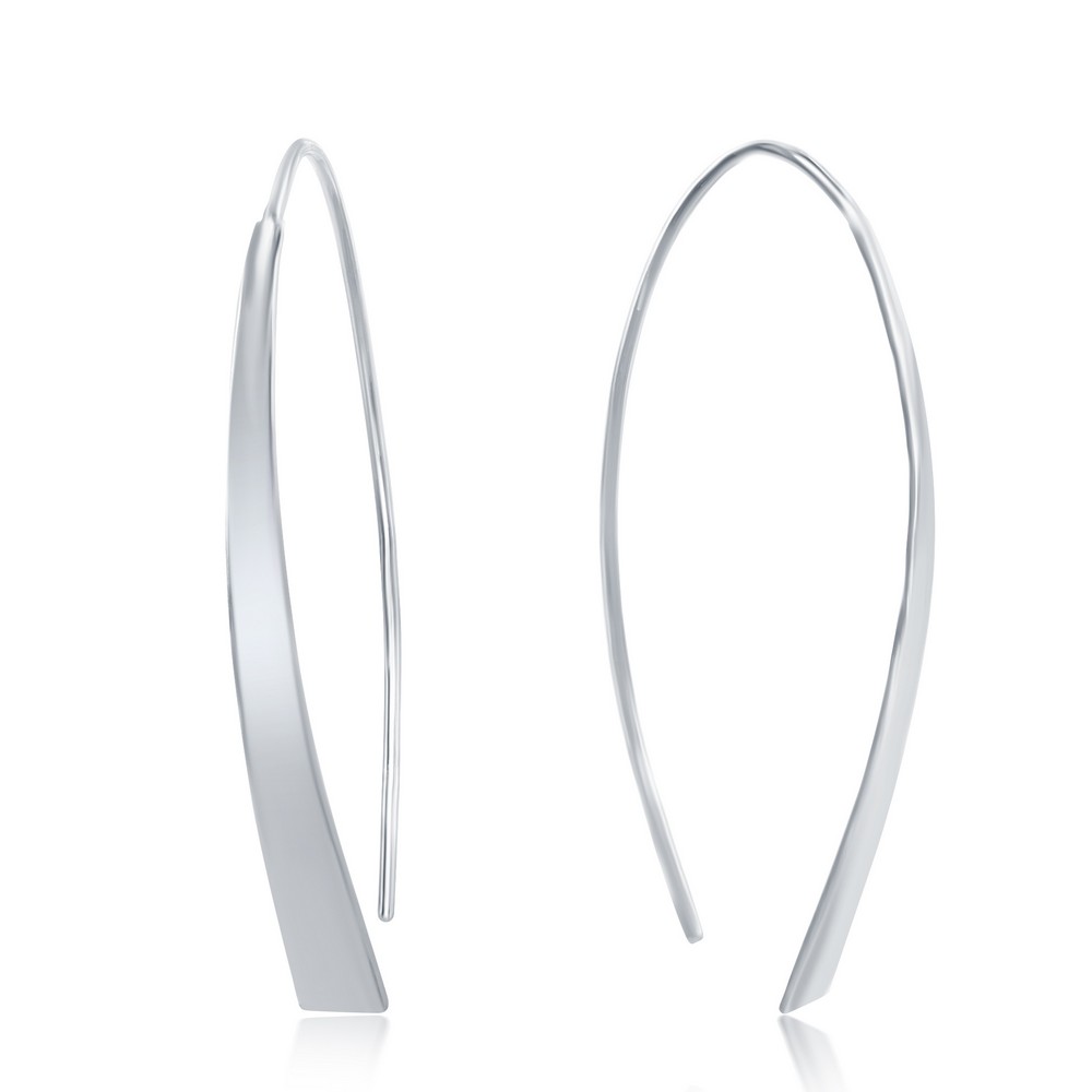 Sterling Silver Curved Flat Bar Threader Earrings