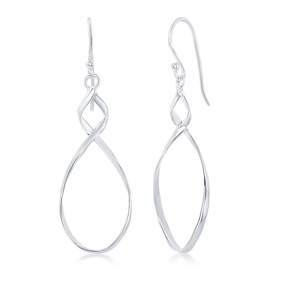 Sterling Silver Twist Design Dangle Earrings