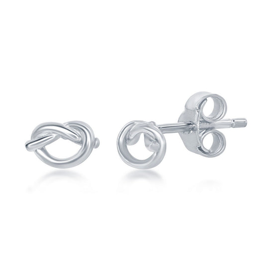 Sterling Silver Love Knot Stud Earrings