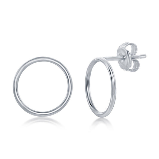 Sterling Silver Open Circle Stud Earrings