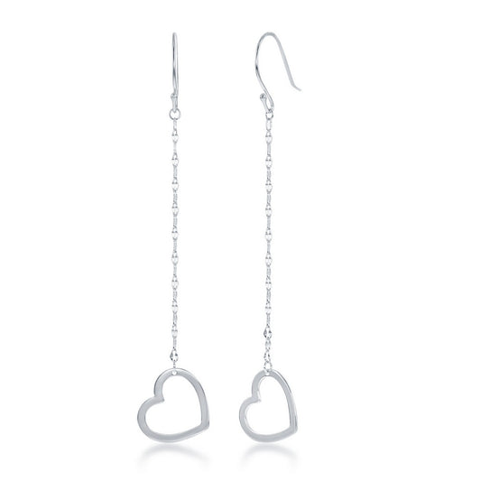 Sterling Silver Fancy Chain with Open Heart Earrings