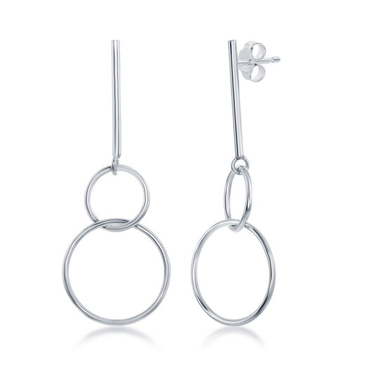 Sterling Silver Bar and Interlocking Circle Earrings