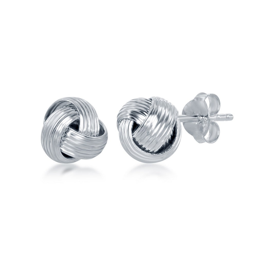 Sterling Silver Designed Love Knot Stud Earrings