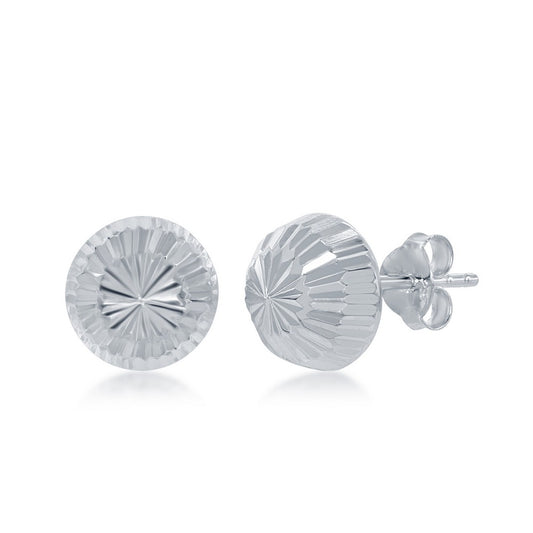 Sterling Silver Diamond-Cut Half Bead Stud Earrings