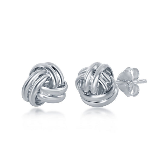 Sterling Silver Double Wire Love Knot Stud Earrings
