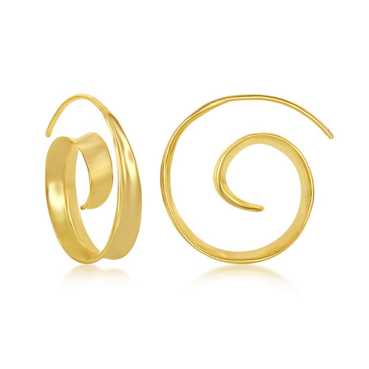Sterling Silver Gold Plated Swirl Design Earrings