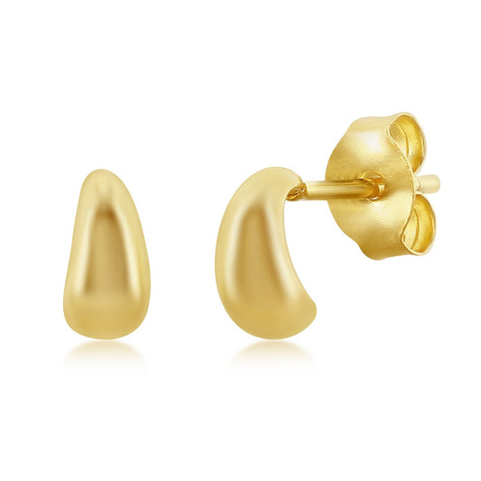 Sterling Silver Mini Half Hoop Studs - Gold Plated