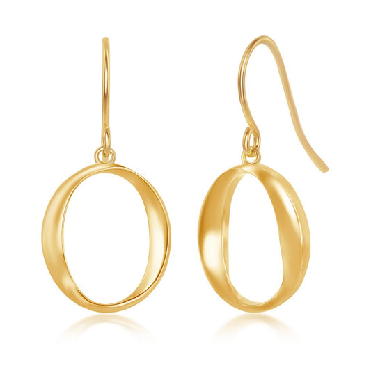 Sterling Silver O Dangling Earrings - Gold Plated
