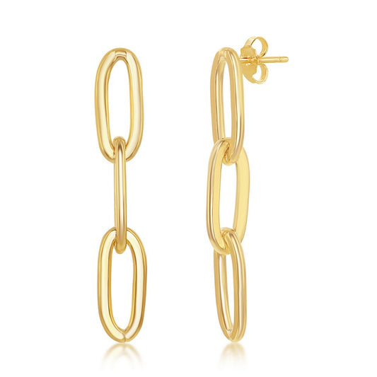 Sterlig Silver Paperclip Earrings - Gold Plated