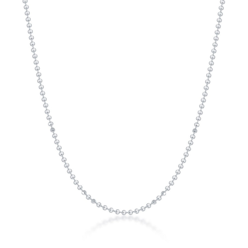 Sterling Silver 1.8mm Diamond Cut Bead Chain - Silver Plated