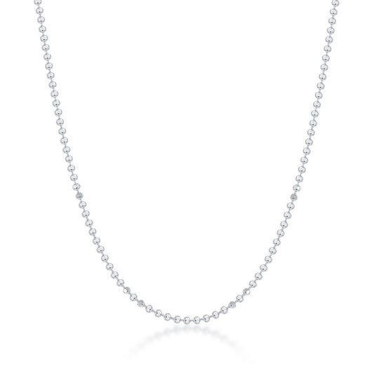 Sterling Silver 1.8mm Diamond Cut Bead Chain - Silver Plated