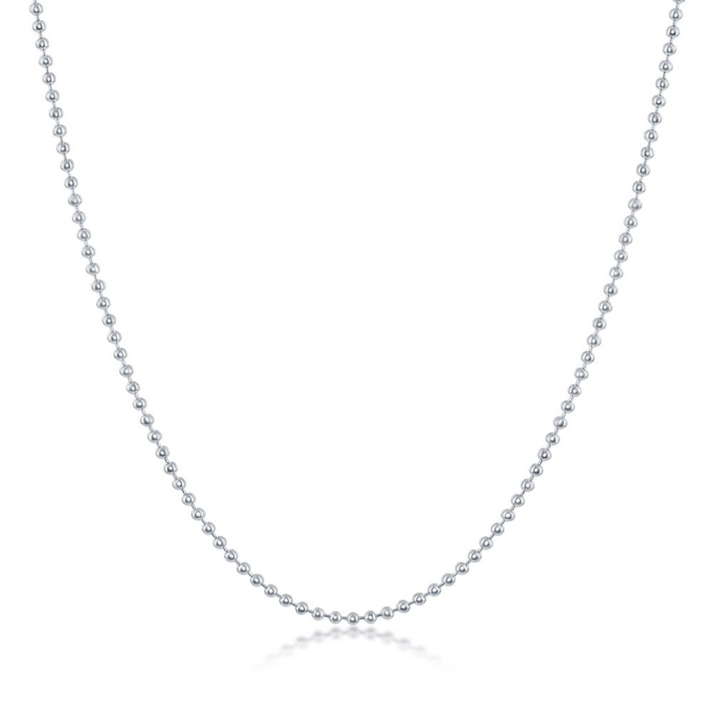 Sterling Silver 1.6mm Bead Chain - Silver Plated