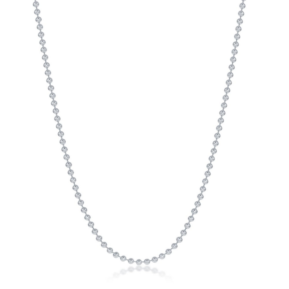 Sterling Silver 1.9mm Bead Chain - Silver Plated