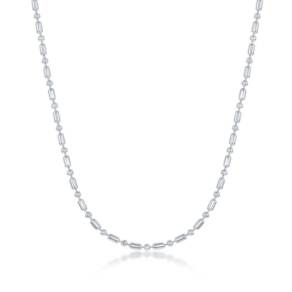 Sterling Silver 1.9mm 1+1 Bead Chain - Silver Plated