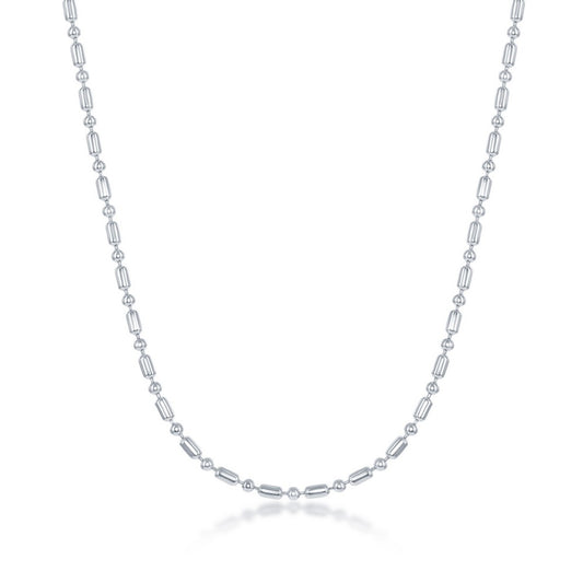 Sterling Silver 1.9mm 1+1 Bead Chain - Silver Plated