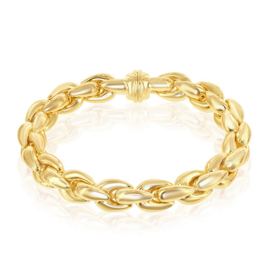 Sterling Silver With 14K Gold Overlay, Oval-Linked Bracelet, MADE IN ITALY