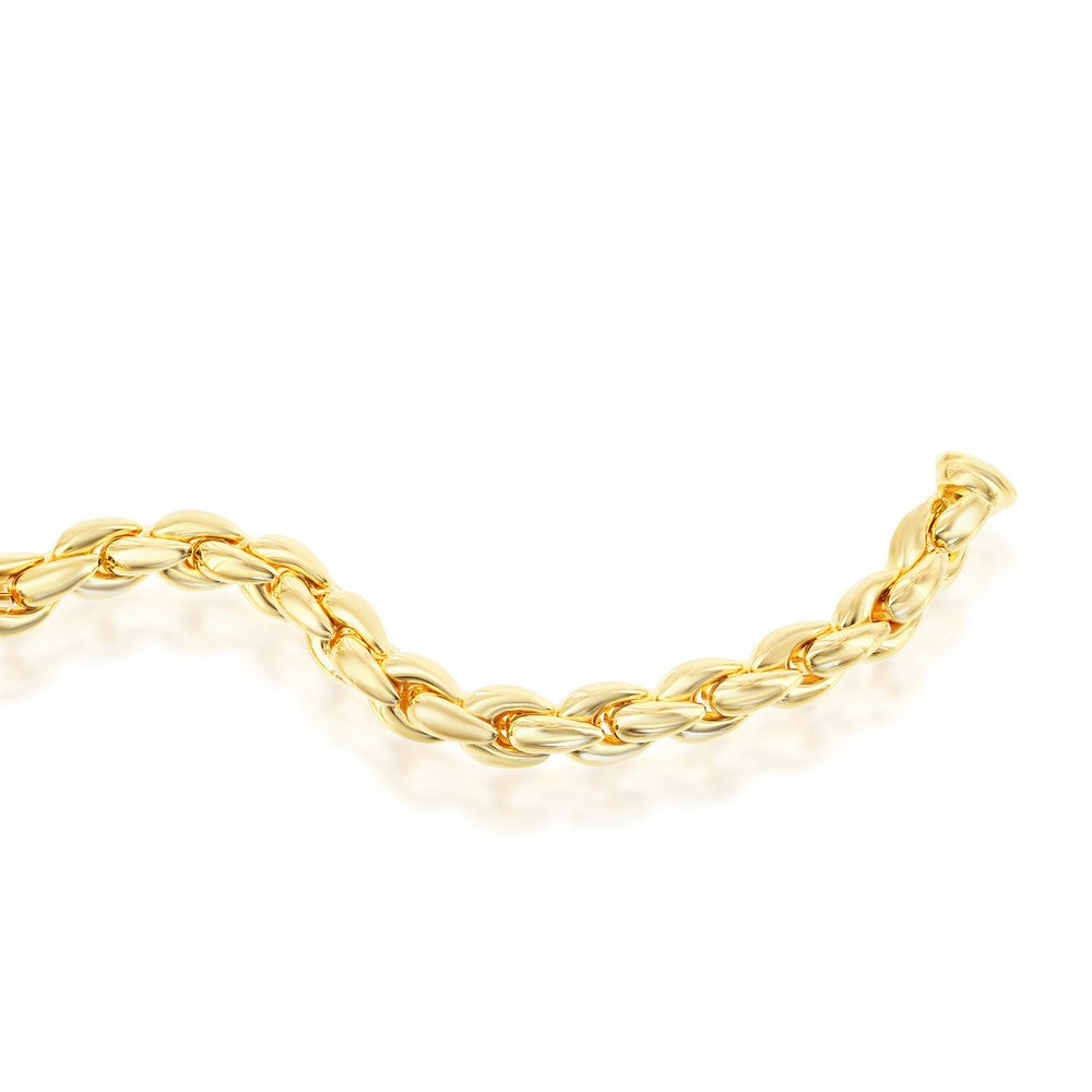 Sterling Silver With 14K Gold Overlay, Oval-Linked Bracelet, MADE IN ITALY