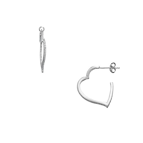 Sterling Silver CZ Small Open Heart Earrings