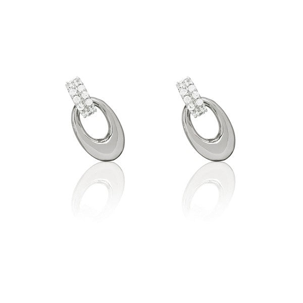 Sterling Silver CZ Bale and Silver Oval Earrings