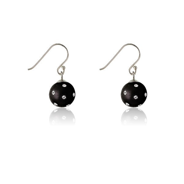 Sterling Silver 11mm Black Synthetic Enamel Circle Earrings Embedded With  Crystals