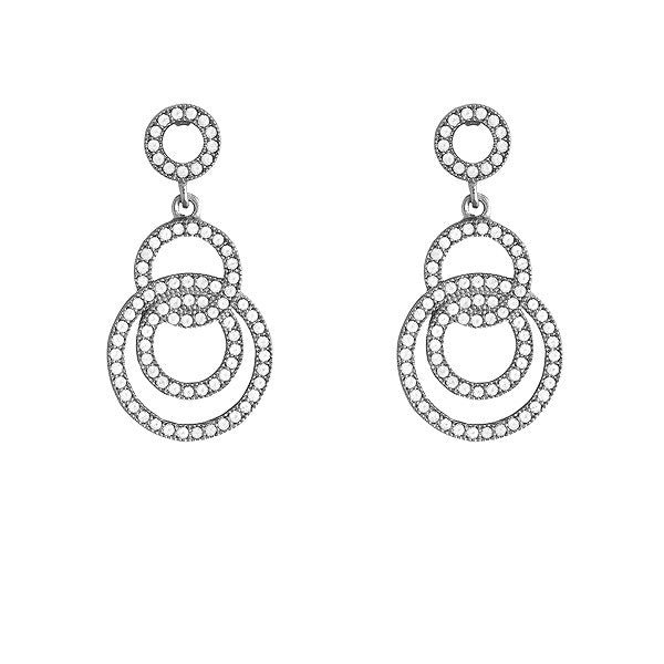 Sterling Silver Micro Pave Multiple Interlocking Circles Earrings (164 stones)