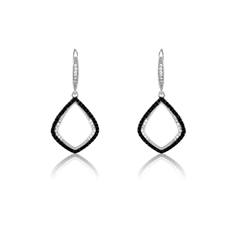 Sterling Silver Open Black and White Earring