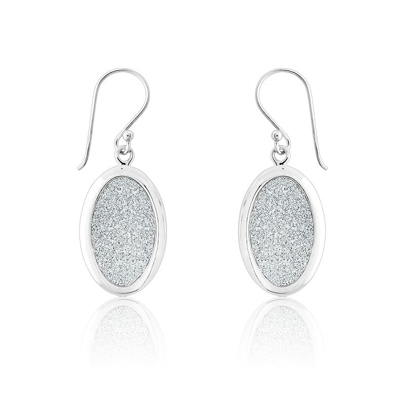 Sterling Silver Oval Sparkly Silver Earrings
