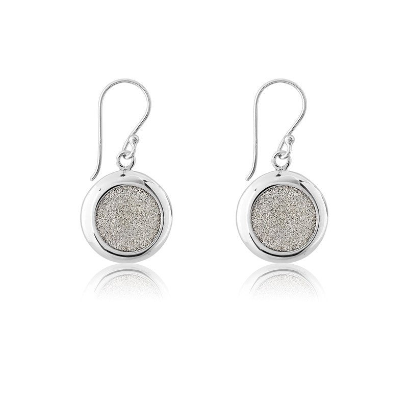 Sterling Silver Round Sparkly Silver Earrings