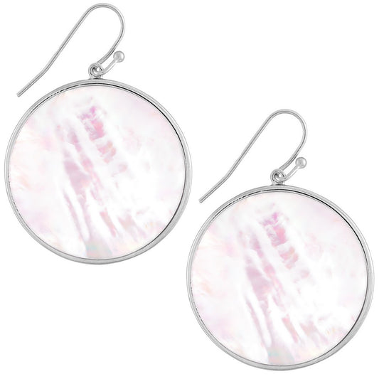 Sterling Silver Large Round White MOP Earrings