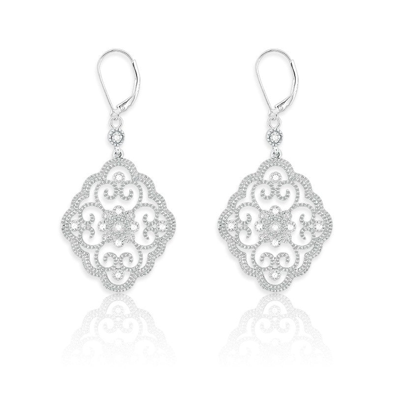 Sterling Silver 1-10ct Diamond Earrings