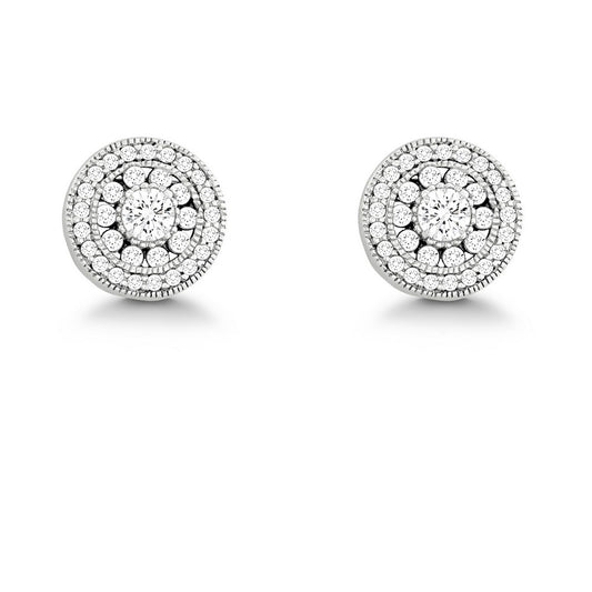Sterling Silver Round Micro Pave Stud Earrings