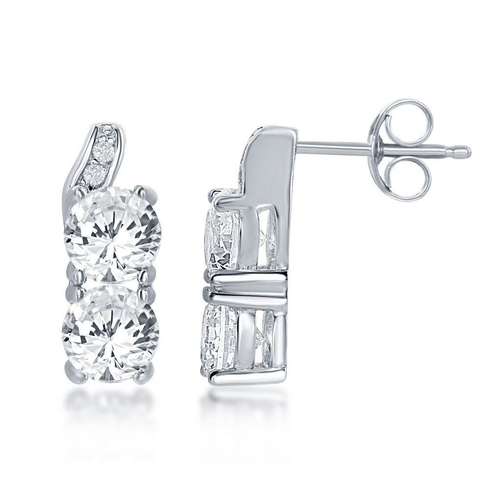 Sterling Silver Us2gether Square CZ Earrings