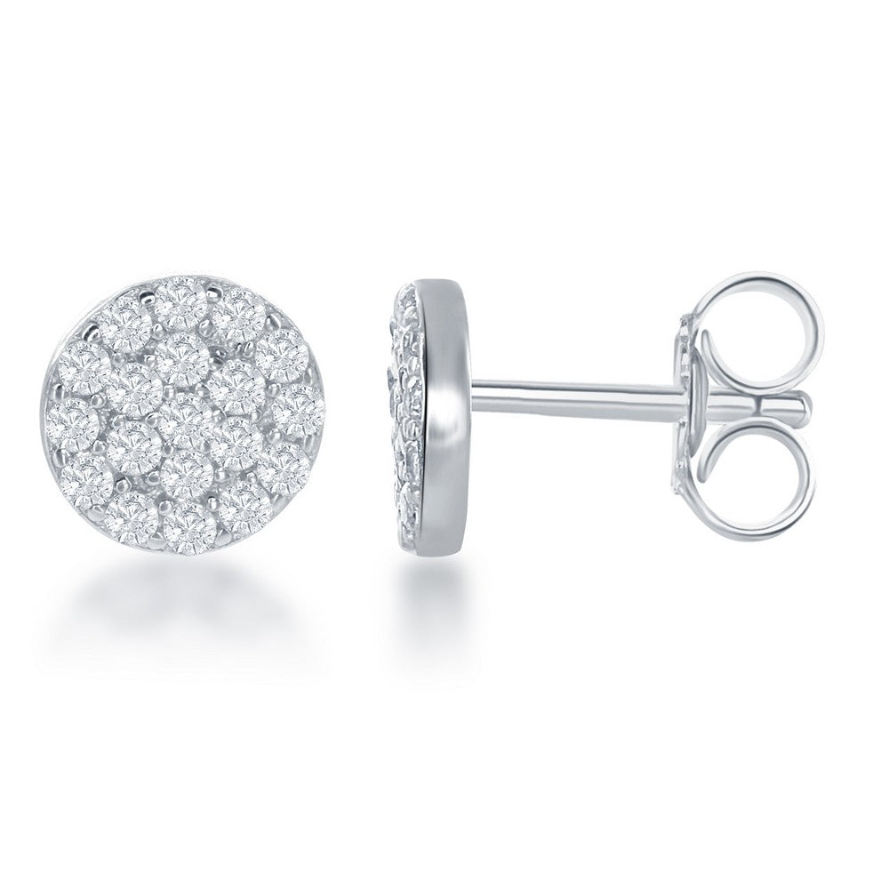 Sterling Silver Small CZ 7mm Round Stud Earrings